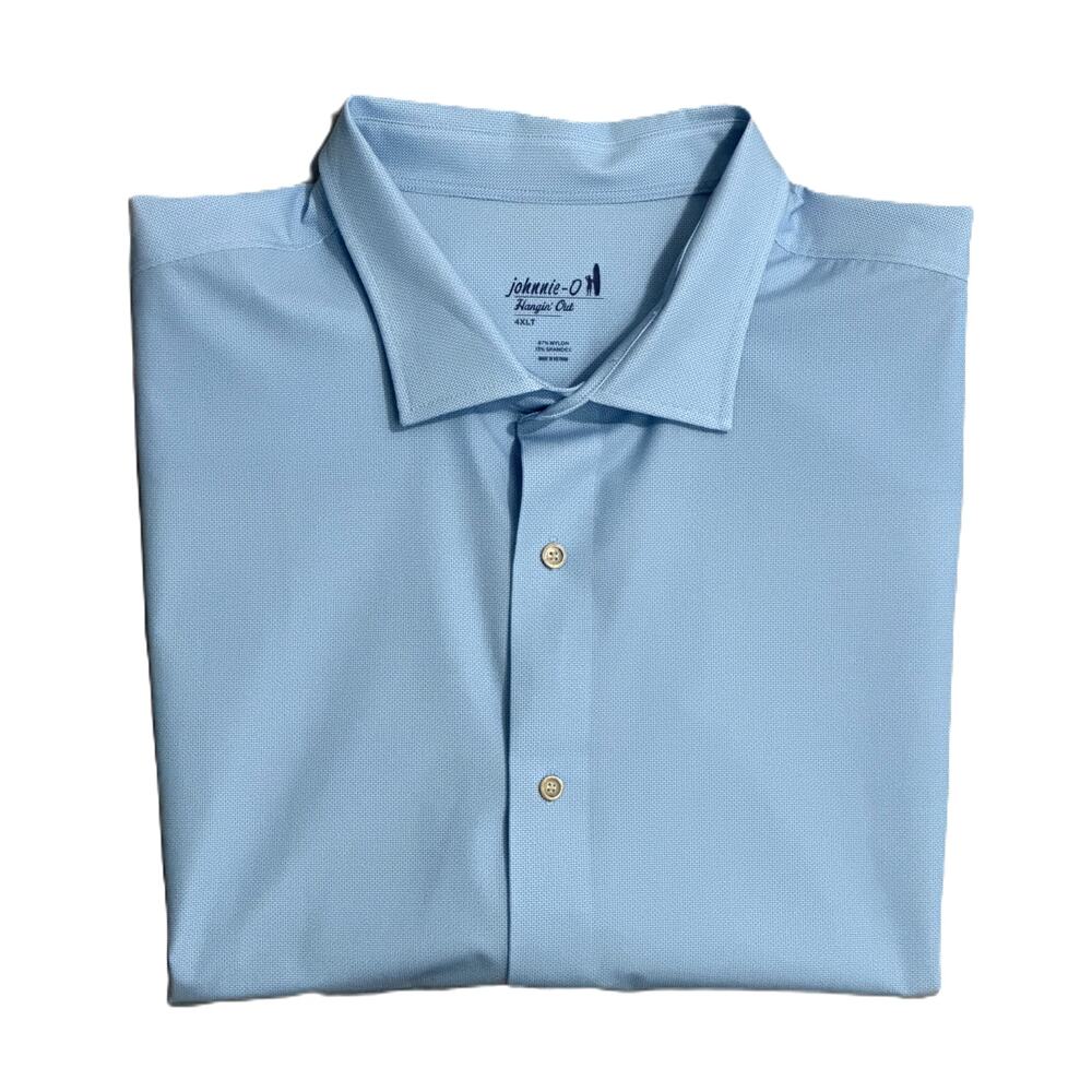 Johnnie-O Dress Shirt Men's 4XLT Big & Tall Short Sleeve Button-Up Blue NEW